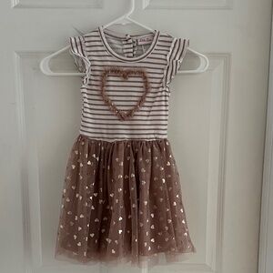 Little Lass Brown and Gold Heart Dress